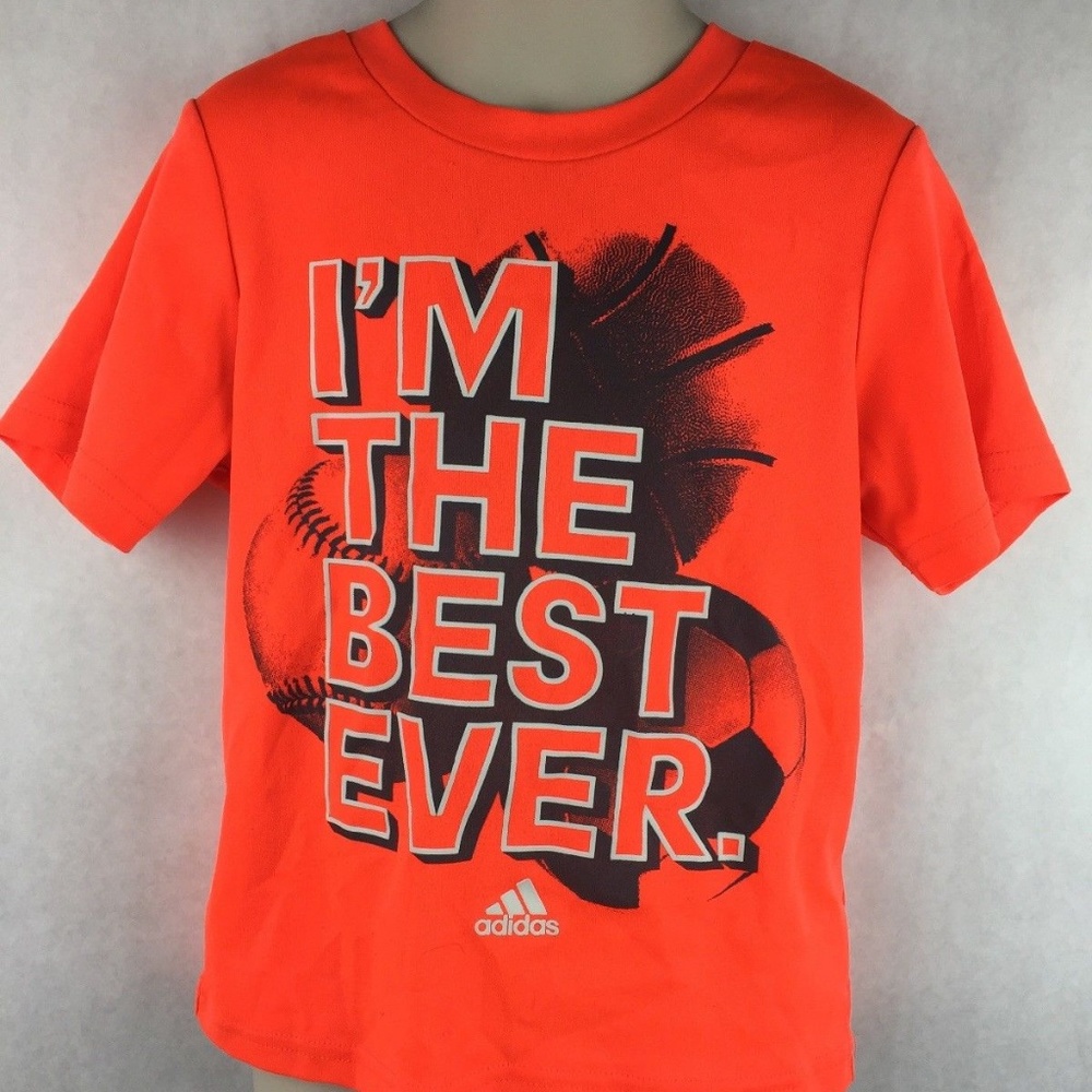 Adidas Kids Orange Polyester Athletic Shirt 4T